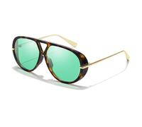 TJUTR Oversized Pilot Sunglasses for Women UV Protection Trendy Ladies Sunglasses With 70s Retro Double Bridge Design Sun Glasses for Women