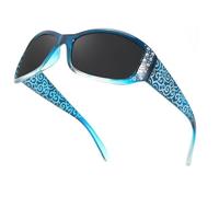 TJUTR Polarised Sunglasses Womens with UV400 Protection Wraparound Shades with Rhinestone Design and Wave Pattern Temple for Driving, Hiking & Travel
