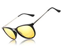 TJUTR Women's Night Vision Glasses for Driving, HD Polarized Yellow Lens Reduce Glare Safety Nighttime UV Protection