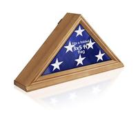 TJWZXX Flag Display Case for 3' x 5' Folded Flag Solid Wood Flag Display Box with HD Tempered Glass Wall Mount Thick Base Triangle Flag Holder for Veterans (Not for Burial Flag) Walnut