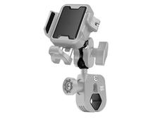 Tjxtixle GPS Navigation Plate Bracket Motorcycle Riding Shock-Absorbing Phone Holder Type-c Charger Adjustable Anti-Theft Quick Release Navigation Bracket(Uncharged - Gray C)