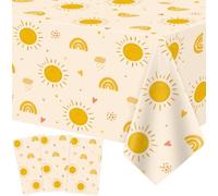 TJYJOY 3 Pack Boho Sun Birthday Tablecloths Rainbow Groovy Tablecloths Boho Hippie Sunshine Table Covers Retro Hippie Table Covers for 60s 70s Boho Themed Groovy Party Decorations 51 X 86 IN