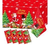 TJYJOY 4 Pack Merry Christmas Tablecloth Christmas Snowflake Table Cloth Santa Claus Table Covers Christmas Tree Tablecloths Xmas Snowman Party Decorations for Christmas New Year Supply 51 x 86 Inch