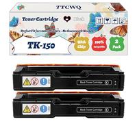 TK-150 Toner Cartridge Compatible for Kyocera FS-C1020MFP FS-C1020MFP+ FS-C1020MFPe Printers, with Chip, High Yield 6500 Pages, High-Definition Printing (2 Pack Black)