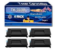 TK-3130 Toner Cartridges Compatible for Kyocera ECOSYS M3550idn M3560idn FS-4200DN FS-4300DN Printers, High-Definition Printing Effect with Chip, 35000 Pages (4 Pack Black)