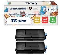 TK-3190 Toner Cartridge Compatible for Kyocera ECOSYS P3060dn ECOSYS P3155dn ECOSYS P3260dn Printers, with Chip, High Yield 25000 Pages, High-Definition Printing (2-Pack Black)