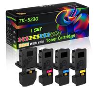 TK-5230 Compatible for Kyocera Toner Cartridge with Chip ECOSYS M5521cdn M5521cdw P5021cdn Printers (4-Pack BK/C/M/Y)