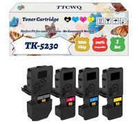 TK-5230 Toner Cartridge Compatible for Kyocera ECOSYS M5521cdn M5521cdw P5021cdn P5021cdw Printers, with Chip, High Yield 2600 Pages, High-Definition Printing (4-Pack BK/C/M/Y)