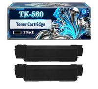 TK-580 Toner Cartridge Compatible for Kyocera FS-C2026 FS-C2026MFP FS-C2026MFP+ FS-C2126 FS-C2126MFP FS-C2526MFP FS-C2626MFP FS-C5250 FS-C5250DN ECOSYS Printers (2 Pack Black)