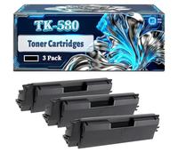 TK-580 Toner Cartridges Compatible for Kyocera EcoSys P6021 P6021cdn FS-C5150DN Printers, With Chip Large Capacity 4500 Pages (3 Pack Black)