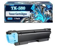 TK-580 Toner Cartridges Compatible for Kyocera EcoSys P6021 P6021cdn FS-C5150DN Printers, With Chip Large Capacity 4500 Pages (1 Pack Cyan)
