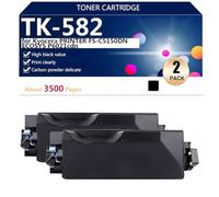 TK-582 Compatible Replacement Toner Cartridges for Kyocera PRINTER FS-C5150DN ECOSYS P6021cdn Printer, High Yield 3500 Pages, Easy to Install,Black-2 pack