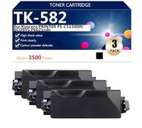 TK-582 Toner Cartridges for Kyocera PRINTER FS-C5150DN ECOSYS P6021cdn Printers, for School Hospital and Bank, 3500 Pages,Black-3 pack