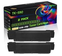 TK-590 Compatible for Kyocera Toner Cartridge with Chip ECOSYS M6026cdn M6526 FS-C2026MF FS-C2126MFP FS-C2526MFP FS-C2626MFP Printers (2 Pack Black)