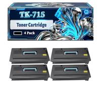 TK-715 Toner Cartridge Compatible for Kyocera KM-3050 KM-4050 KM-5050 Printers, With Chip Large Capacity 34000 Pages (4 Pack Black)