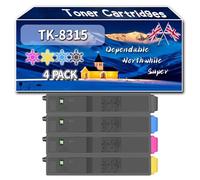 TK-8315 Toner Cartridges Compatible for Kyocera TASKalfa 2550c 2550ci Printers, High-Definition Printing Effect with Chip, 22000 Pages (4-Pack BK/C/M/Y)