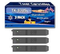 TK-8315 Toner Cartridges Compatible for Kyocera TASKalfa 2550c 2550ci Printers, High-Definition Printing Effect with Chip, 22000 Pages (3 Pack Black)