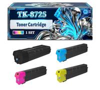 TK-8725 Toner Cartridge Compatible for Kyocera TASKalfa 7052ci 7353ci 8052ci 8353ci Printers, With Chip Large Capacity 70000 Pages (4-Pack BK/C/M/Y)