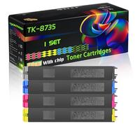 TK-8735 Compatible for Kyocera Toner Cartridges with Chip TASKalfa 7052 ci 7353 ci 8052 ci 8353 Printers (4-Pack BK/C/M/Y)