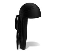 TK Gruppe Timo Klingler Durag Costume Headpiece for Waves, Curls & Braids - Turban/Pirate Costume for Fancy Dress & Carnival Hip Hop (Black)