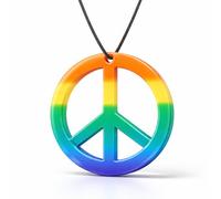 TK Gruppe Timo Klingler Hippie Peace Necklace - Rainbow Peace Pendant for Costume at Carnival, Carnival as Costume Accessory - Necklace Jewellery