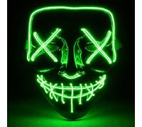 TK Gruppe Timo Klingler LED Purge Horror Mask with 3 Light Effects Controllable Halloween Costume for Men Women (Green LED)