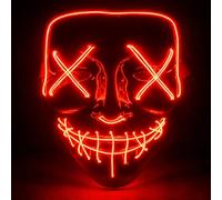 TK Gruppe Timo Klingler LED Purge Horror Mask with 3 Light Effects Controllable Halloween Costume for Men Women (Red LED)