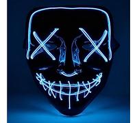 TK Gruppe Timo Klingler LED Scary Blue Mask - Controllable from Purge, Luminous for Halloween, Fancy Dress & Carnival - as Costume & Fancy Dress Horror for Men & Women & Children