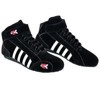TK Kids Juniors Karting Boots High-Grip Sole Medium Cut with Strap, Pure Leather Go Kart Racing Shoes Black Red Blue (Black, 1, UK Footwear Size System, Big Kid, Numeric, Medium, 1)