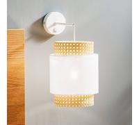 TK Lighting Boho wall light, white/rattan