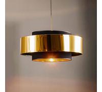 TK Lighting Calisto pendant light, black/gold Ø 50 cm 1-bulb