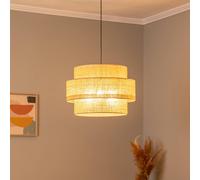 TK Lighting Calisto pendant light, Jute, natural brown, 3-bulb, Ø 50 cm