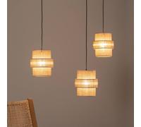 TK Lighting Calisto pendant light, Jute, natural brown, 3-bulb, decentralised