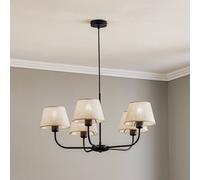 TK Lighting Chicago chandelier, linen shades, 5-bulb