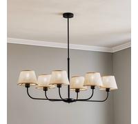 TK Lighting Chicago chandelier, linen shades, 6-bulb