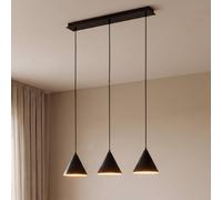 TK Lighting Cono pendant light, 3-bulb, black, E27