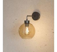 TK Lighting Cubus wall light, black/amber, glass, Ø 18 cm, E27