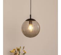 TK Lighting Esme pendant light, Ø 25 cm, smoke grey, glass, sphere, E27