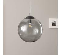 TK Lighting Esme pendant light, glass, graphite-transparent, 1-bulb, Ø 35 cm