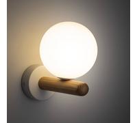 TK Lighting Estera wall light, white/wood colour, glass, G9