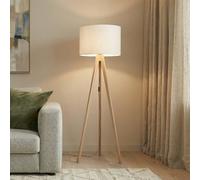TK Lighting Grand floor lamp, cream/pine, height 145 cm, E27