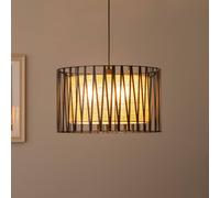 TK Lighting Harmony pendant light, black, Jute Natur, Ø 50 cm