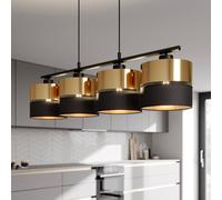TK Lighting Hilton pendant light, black/gold, 4-bulb