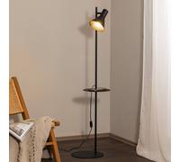 TK Lighting Jump floor lamp, black, adjustable, shelf
