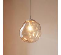 TK Lighting Lava pendant light, Ø 35 cm, E27, sand/cognac, glass