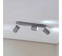 TK Lighting Livia ceiling spotlight, grey, 52 cm, 3-bulb, metal, GU10