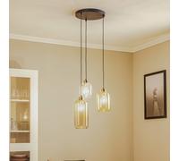 TK Lighting Marco Brown pendant light, 3-bulb, clear/brown