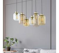 TK Lighting Marco Brown pendant light, 6-bulb, clear/brown