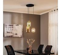 TK Lighting Marco Green pendant light, 3-bulb, clear/green/brown