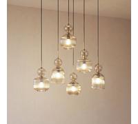 TK Lighting Sophia hanging light, 6-bulb, 65 cm, cognac/black, E14